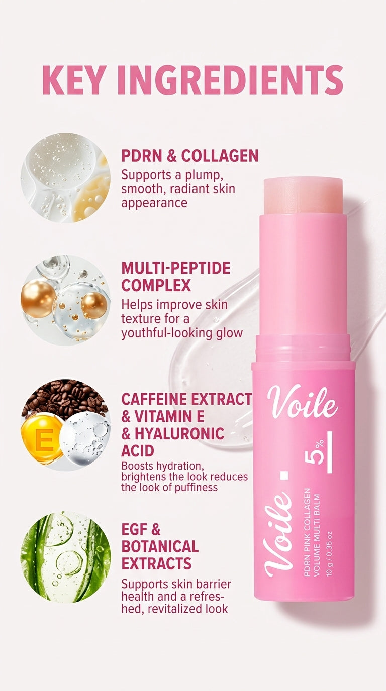 Voile™ PDRN Pink Collagen Multi-Balm Stick | Hydrating & Firming Moisture Stick for Face, Neck & Dry Skin
