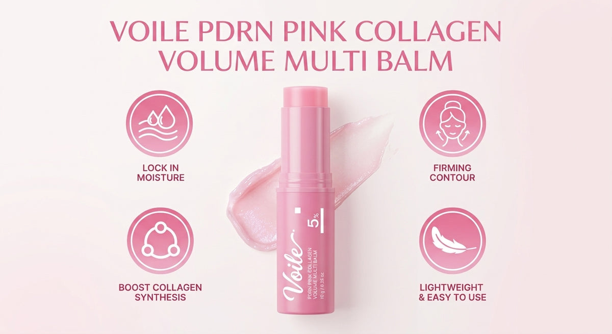 Voile™ PDRN Pink Collagen Multi-Balm Stick | Hydrating & Firming Moisture Stick for Face, Neck & Dry Skin
