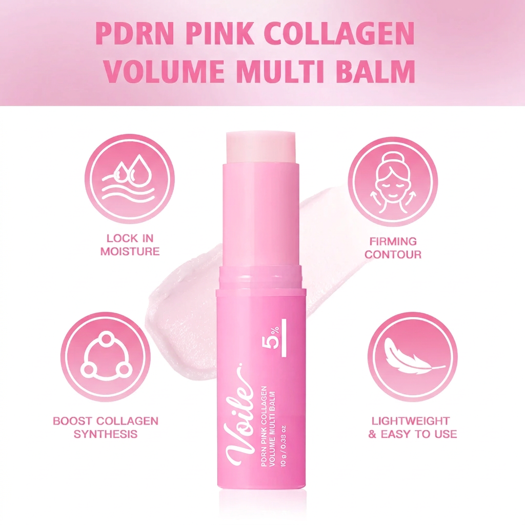 Voile™ PDRN Pink Collagen Multi-Balm Stick | Hydrating & Firming Moisture Stick for Face, Neck & Dry Skin